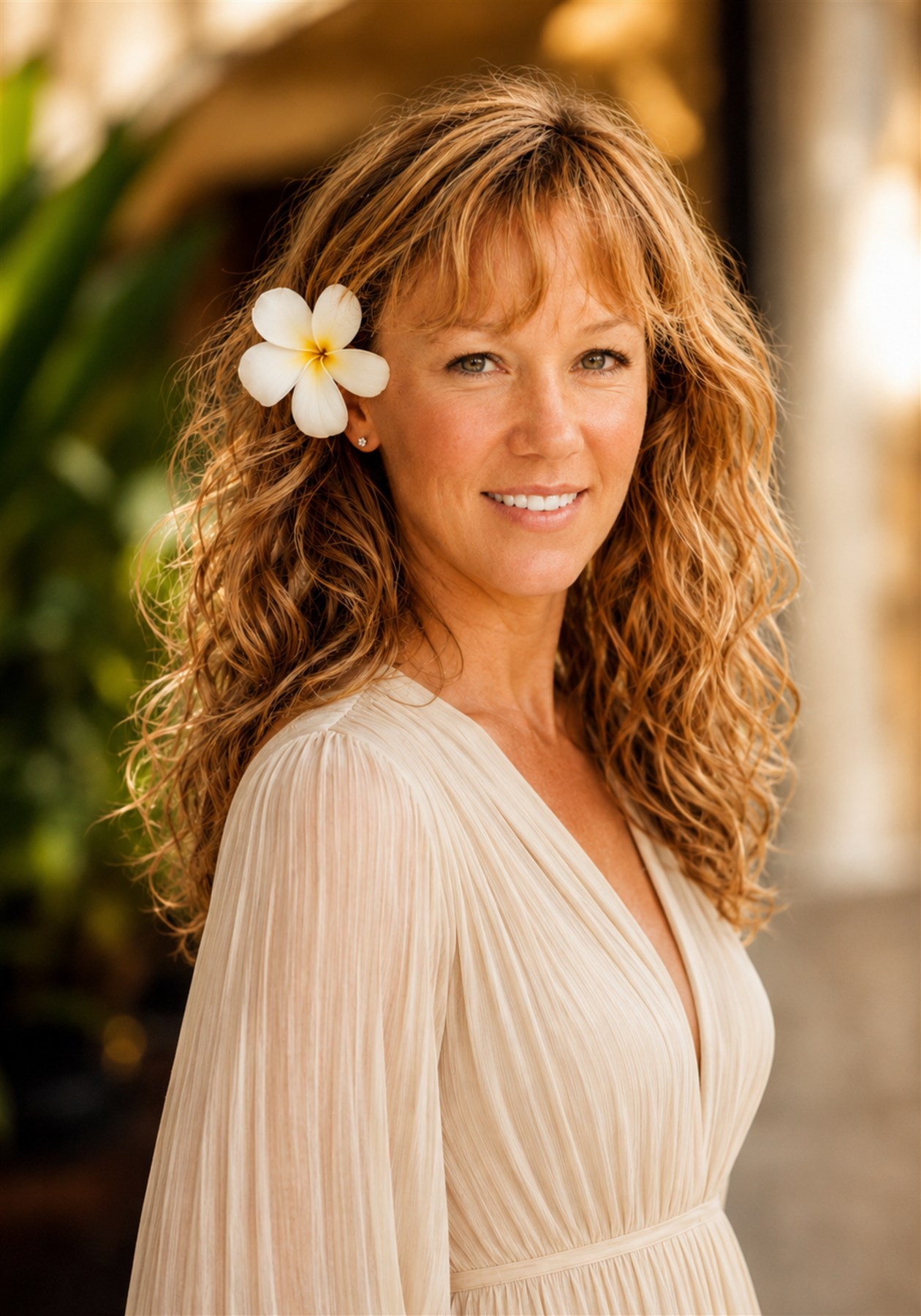 Haliʻa, the Guiding Guruu, with a white flower in her hair
